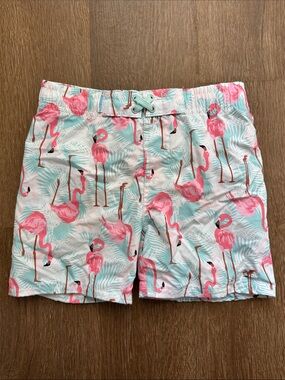 🦩 Rugged Butts Boys’ Flamingo Print Bright Colored Swim Shorts - Pink/Aqua